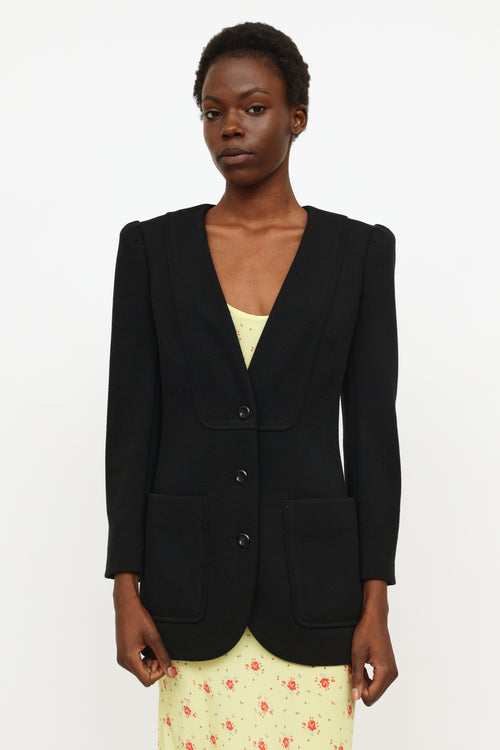 Chloé Black Knit Padded Shoulder Blazer