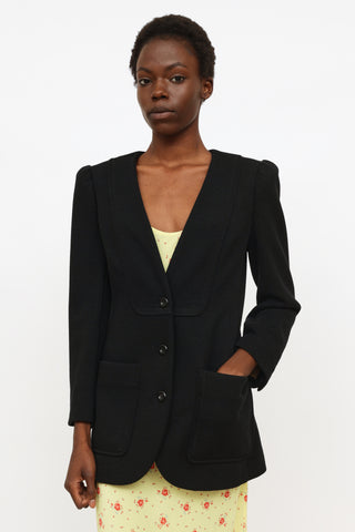 Chloé Black Knit Padded Shoulder Blazer