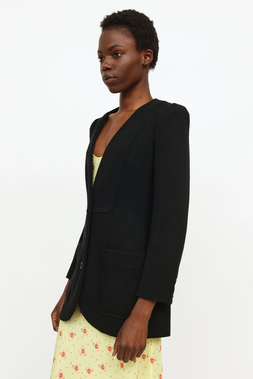 Chloé Black Knit Padded Shoulder Blazer