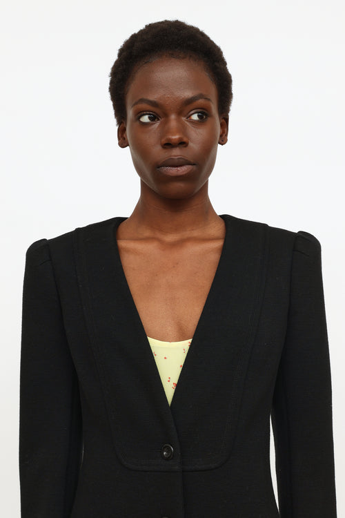 Chloé Black Knit Padded Shoulder Blazer