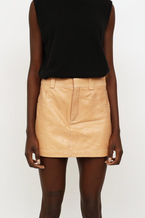 Chloé Beige Leather Mini Skirt