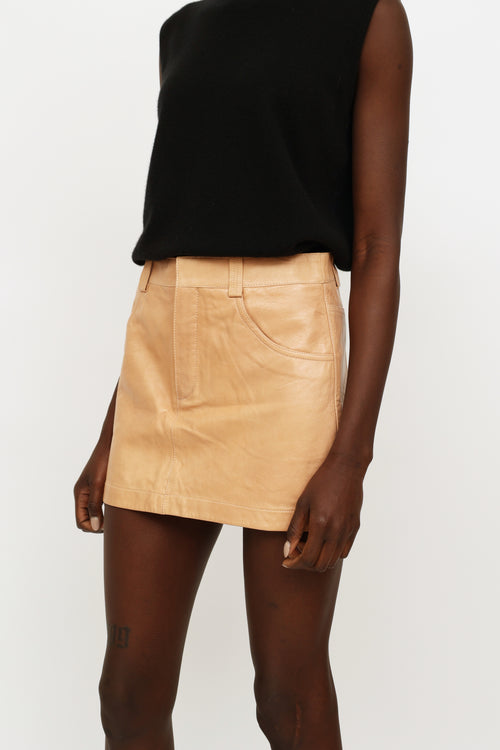 Chloé Beige Leather Mini Skirt