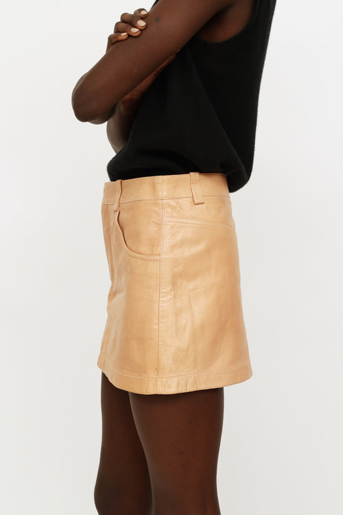 Chloé Beige Leather Mini Skirt