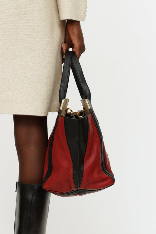 Chloé Burgundy 
Black Leather Allison Tote Bag