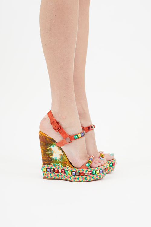 Christian Louboutin Multicolour Studded Cataclou Wedge