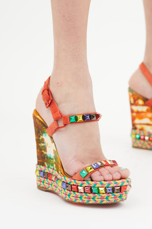 Christian Louboutin Multicolour Studded Cataclou Wedge