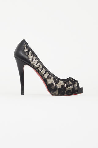 Christian Louboutin Black Lace Ambro 120 Pump