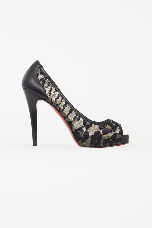 Christian Louboutin Black Lace Ambro 120 Pump