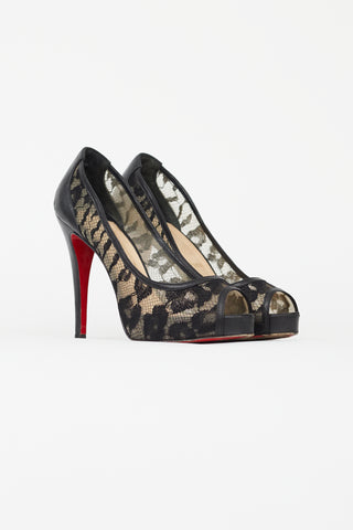 Christian Louboutin Black Lace Ambro 120 Pump