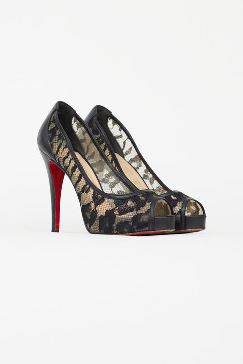 Christian Louboutin Black Lace Ambro 120 Pump