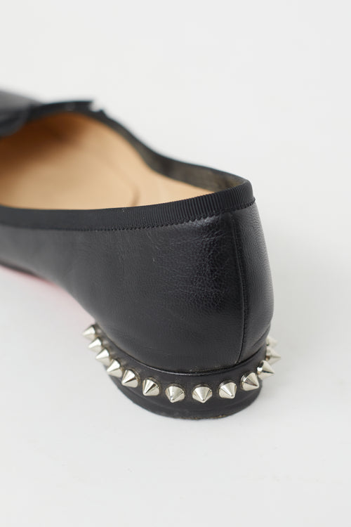 Christian Louboutin Black Leather Hall Spiked Ballet Flat