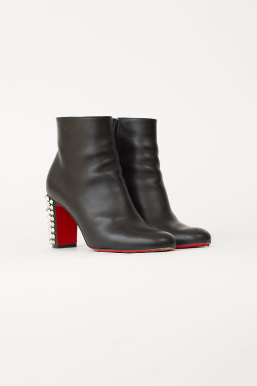 Christian Louboutin Black Leather Suzy Folk 85 Studded Boot