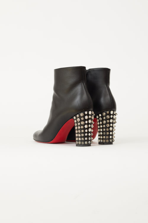 Christian Louboutin Black Leather Suzy Folk 85 Studded Boot