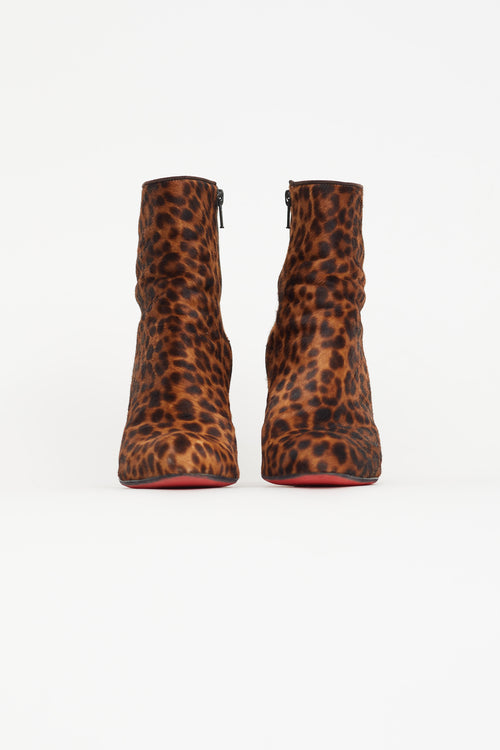 Christian Louboutin Brown Textured Hair Eloise 85 Boot