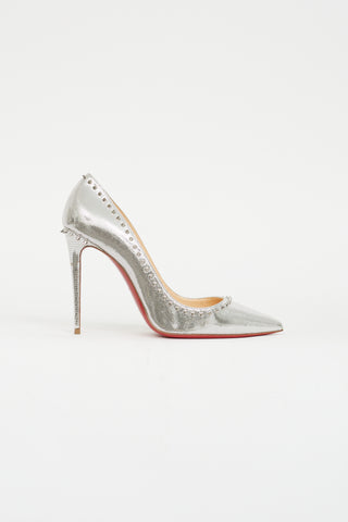 Christian Louboutin Silver Textured Studded Pump