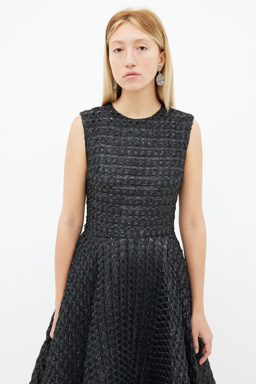 Christian Siriano Black Sparkle Texture Sleeveless Dress