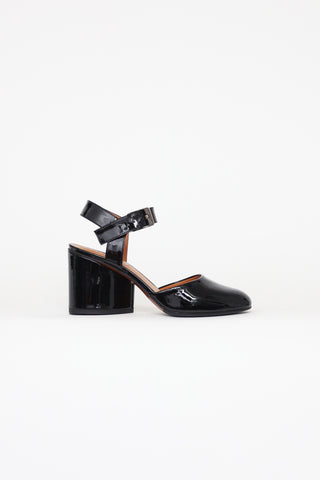 Clergerie Black Patent Ankle Strap Pumps