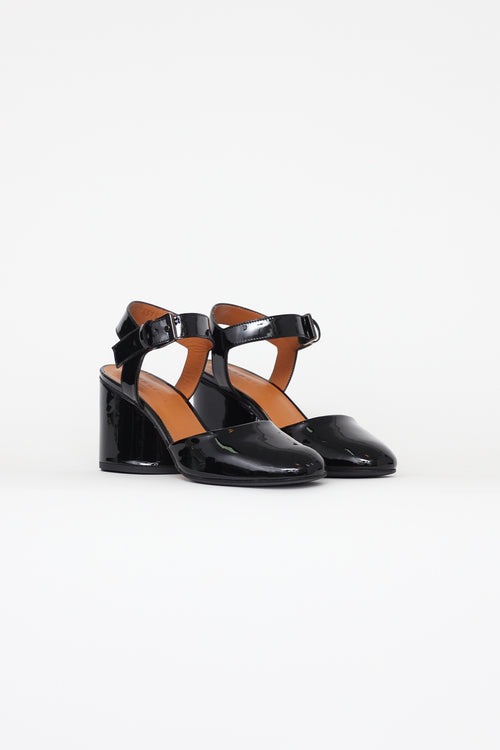 Clergerie Black Patent Ankle Strap Pumps