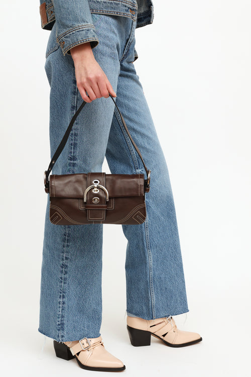 Coach Brown Buckle Shoulder Bag