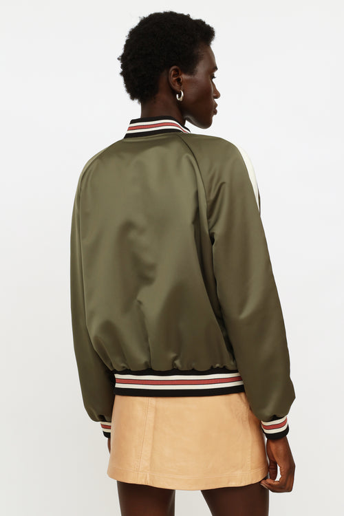 Coach Green Cream 
Pink Reversible Bomber Jacket