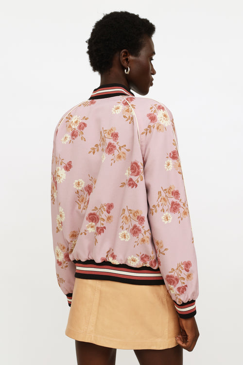 Coach Green Cream 
Pink Reversible Bomber Jacket