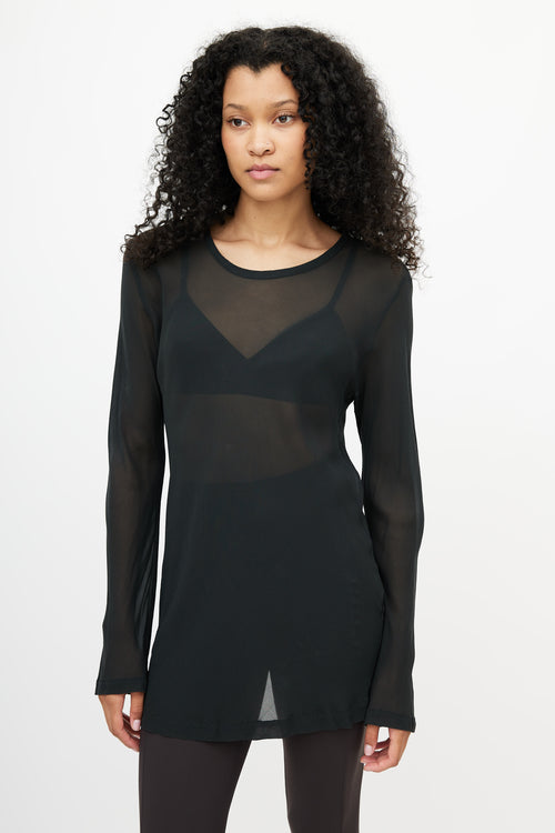 Black Sheer Long Sleeve Top