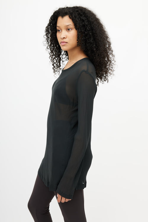 Black Sheer Long Sleeve Top