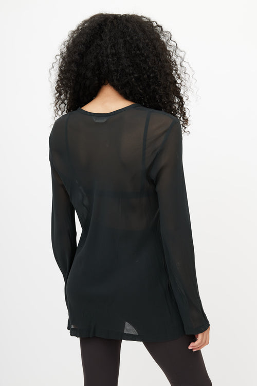 Black Sheer Long Sleeve Top