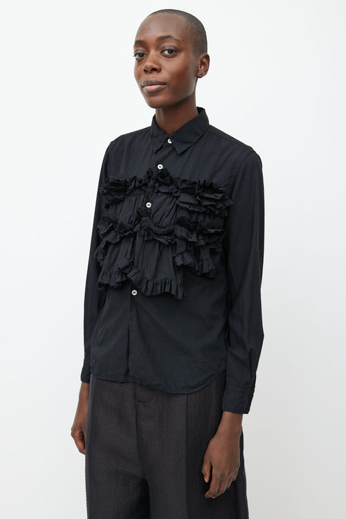 Comme des Garçons Black Ruffle Panel Long Sleeve Shirt