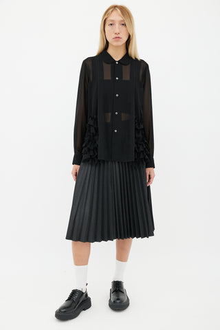 Comme des Garçons Black Sheer Ruffle Blouse