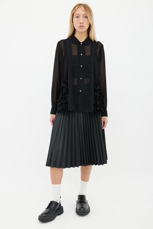 Comme des Garçons Black Sheer Ruffle Blouse