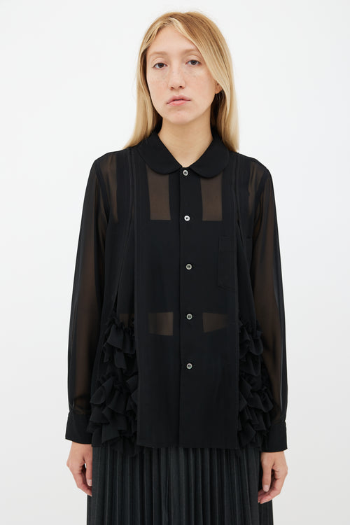 Comme des Garçons Black Sheer Ruffle Blouse