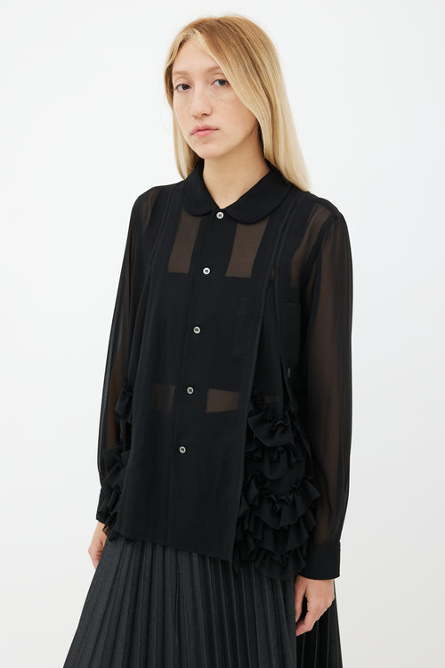 Comme des Garçons Black Sheer Ruffle Blouse