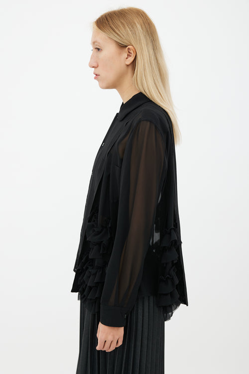 Comme des Garçons Black Sheer Ruffle Blouse