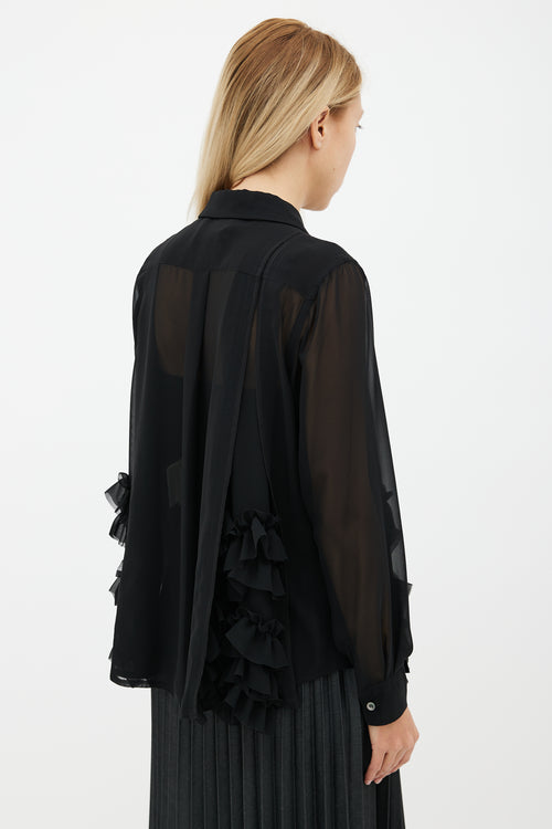 Comme des Garçons Black Sheer Ruffle Blouse