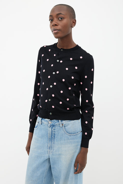 Comme des Garçons Black 
Pink Polkadots  Cardigan