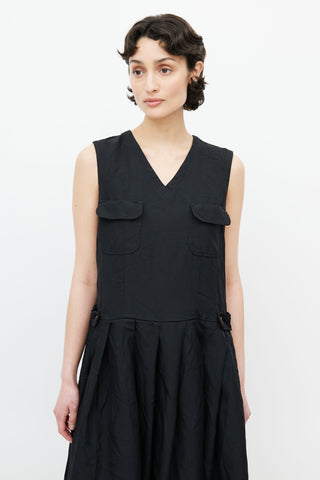 Comme des Garçons Black Pleated Sleeveless Dress