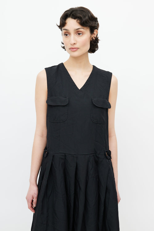 Comme des Garçons Black Pleated Sleeveless Dress