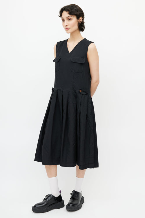 Comme des Garçons Black Pleated Sleeveless Dress