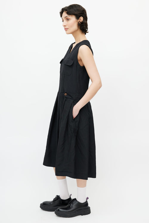 Comme des Garçons Black Pleated Sleeveless Dress