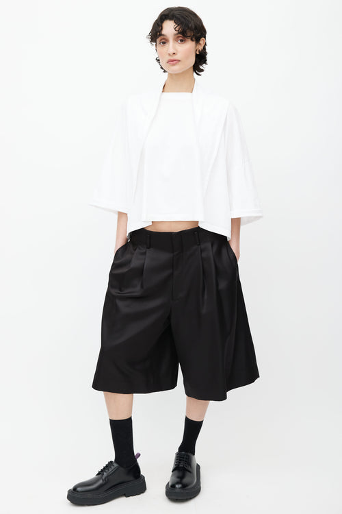 Comme des Garçons Black Satin Pleated Short