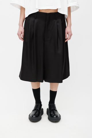 Comme des Garçons Black Satin Pleated Short