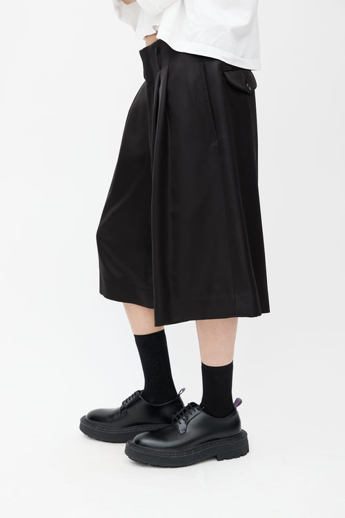 Comme des Garçons Black Satin Pleated Short