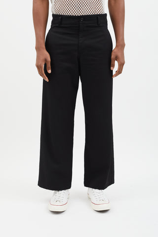 Comme des Garçons Black Wool Straight Leg Trouser