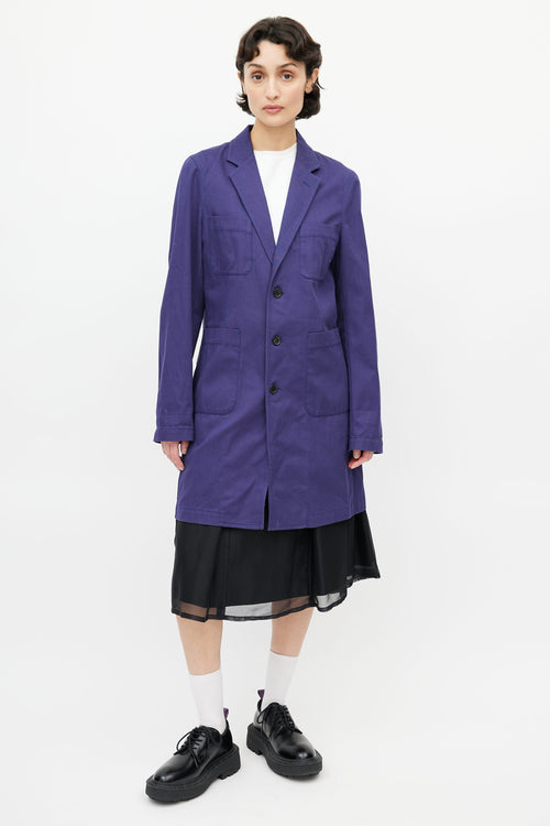 Comme des Garçons Navy Logo Chore Coat