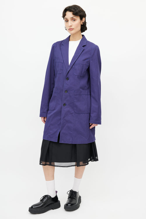 Comme des Garçons Navy Logo Chore Coat