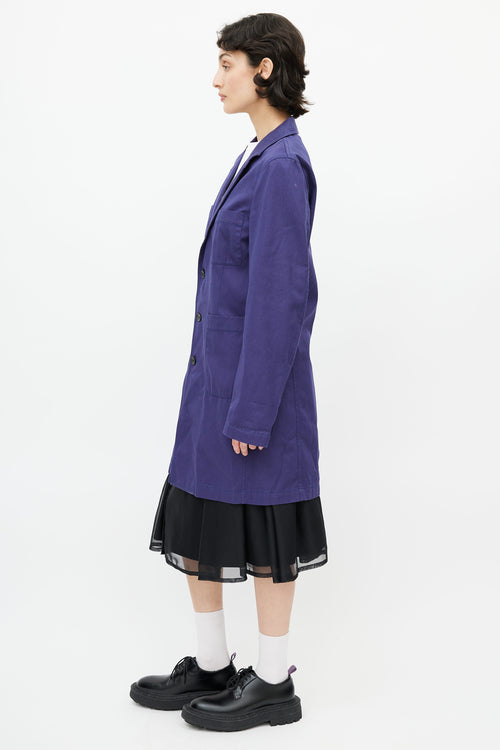 Comme des Garçons Navy Logo Chore Coat