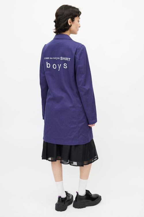 Comme des Garçons Navy Logo Chore Coat