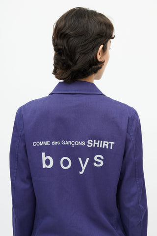 Comme des Garçons Navy Logo Chore Coat