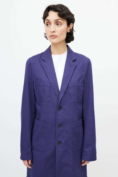 Comme des Garçons Navy Logo Chore Coat